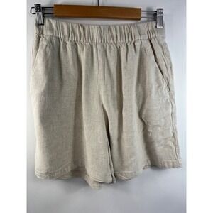 H&M Divided Shorts Women's Sz 6 Beige Elastic Waist Pockets